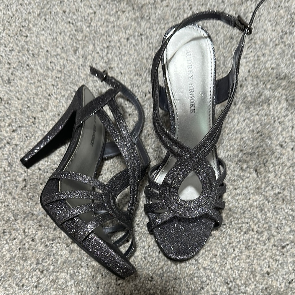 Audrey Brooke Black Glitter Heels